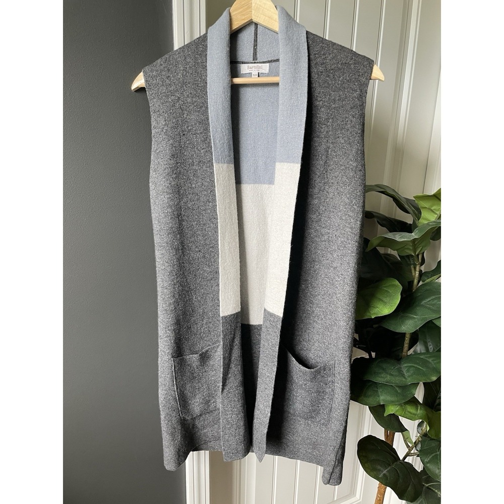 Bartolini Benedetta Cashmere/Wool Sweater Open Front Long Duster Vest XS Italy